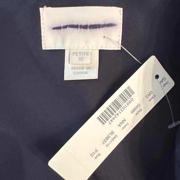 J.Crew Silk Chiffon Kylie Dress 10 $365 Navy Maxi One Shoulder Gown - Picture 5 of 6
